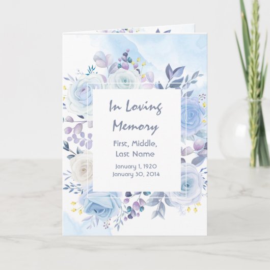 葬儀プログラムカスタムブルーフラワー プログラム (正面)