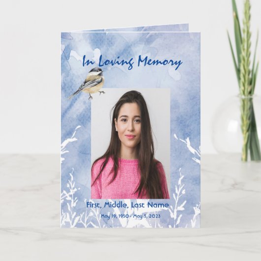 葬儀プログラムカスタム《鳥》アメリカゴガラブルーウィンター プログラム (正面)