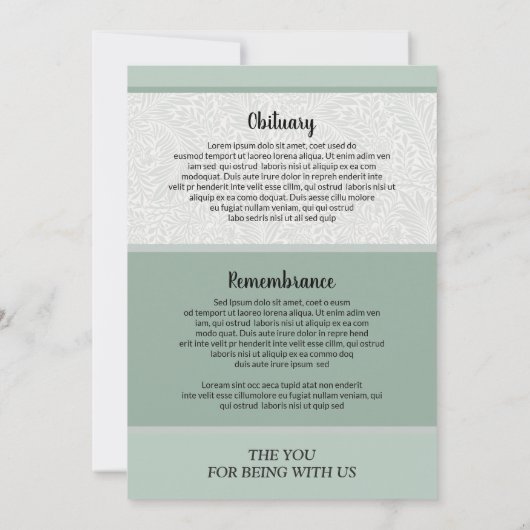 葬儀プログラムカード (裏面)