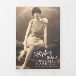 葬儀プログラムシンプル写真テンプレート 三つ折り招待状