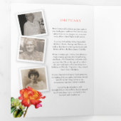 葬儀プログラムストライプのバラ赤 三つ折り招待状 (内部最初)