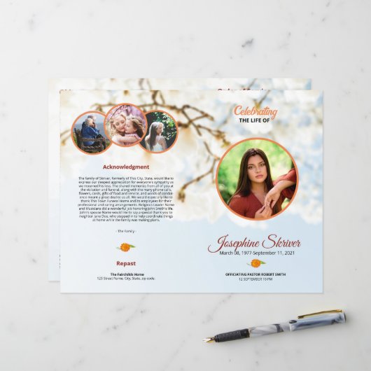 葬儀プログラムテンプレートパンフレット (正面/裏面インサイチュ)