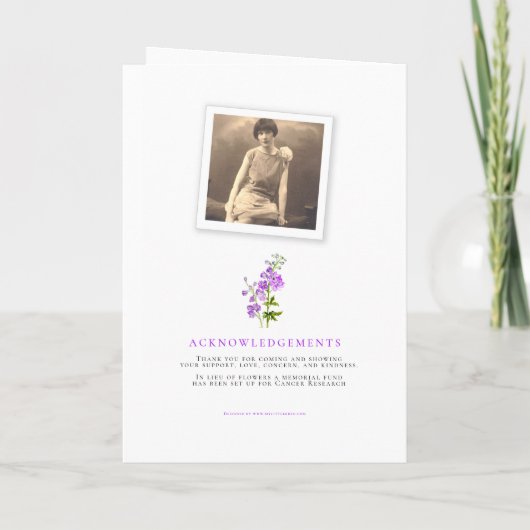 葬儀プログラムパープルデルフィニウム写真 プログラム (裏面)