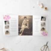 葬儀プログラムピンクの花の写真6pp 三つ折りプログラム (内部)