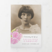 葬儀プログラムピンクの花の写真6pp 三つ折りプログラム (カバー)