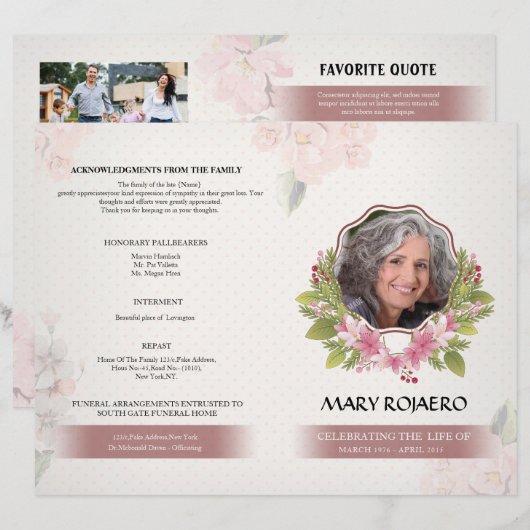 葬儀プログラムフライヤー (正面/裏面)