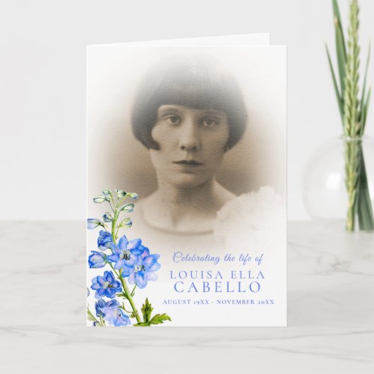 葬儀プログラムブルーデルフィニウム写真 プログラム (正面)