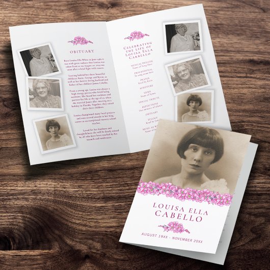 葬儀プログラム忘れピンク・メ・ノ写真 プログラム