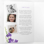 葬儀プログラム紫のスカイフラワーアート 三つ折り招待状 (内部最初)