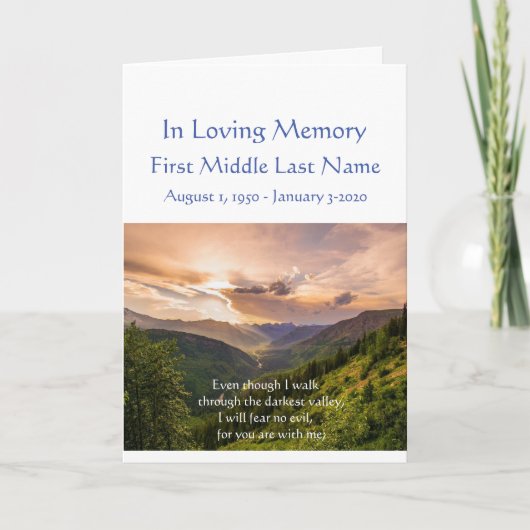 葬儀プログラム詩編23渓谷を歩く プログラム (正面)