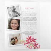 葬儀プログラム赤い玉蘭の花 三つ折り招待状 (内部最初)