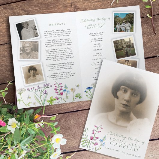 葬儀プログラム野花ハチの写真 プログラム