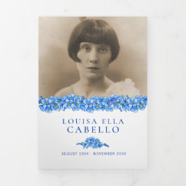 葬儀プログラム青忘れメではなく花 三つ折りプログラム