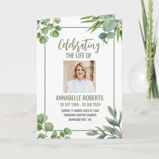 葬儀プログラム – ユーカリ離れデザイン プログラム (正面)