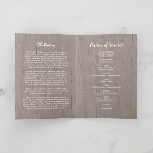 葬儀プログラム |周回ひまわり素朴カード プログラム (内部)