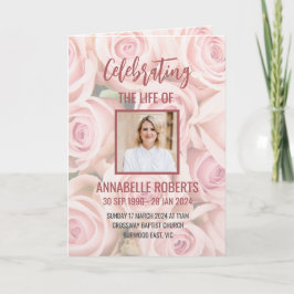 葬儀プログラム – 柔らかいピンクのバラの花束 プログラム