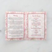 葬儀プログラム – 柔らかいピンクのバラの花束 プログラム (内部)