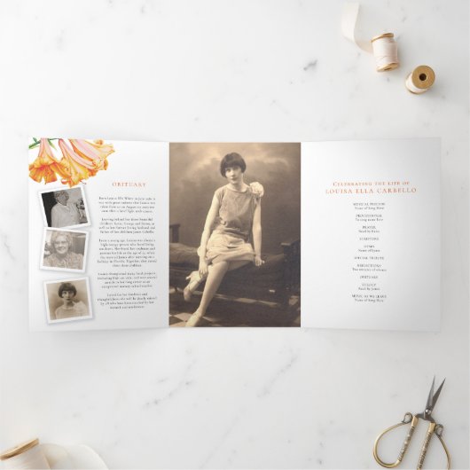 葬儀プログラムorange lily photo 6pp 三つ折りプログラム (内部)