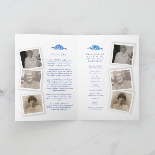 葬儀プログラ忘れムの青い目の写真 プログラム (内部)