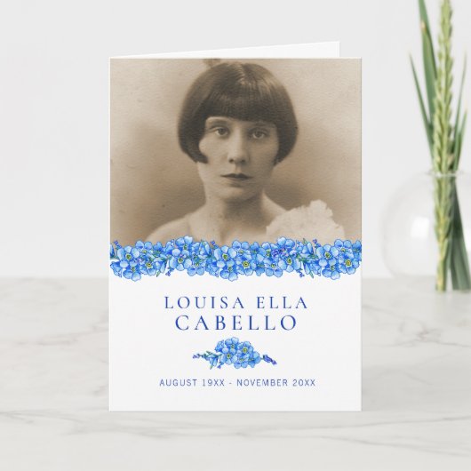 葬儀プログラ忘れムの青い目の写真 プログラム (正面)