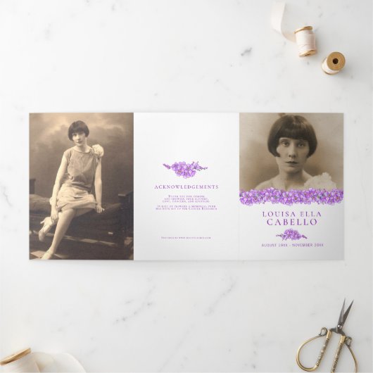 葬儀プログラ忘れムパープル 三つ折りプログラム (外部)