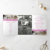 葬儀プログラ忘れムピンクの花 三つ折りプログラム (内部)