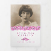 葬儀プログラ忘れムピンクの花 三つ折りプログラム (カバー)