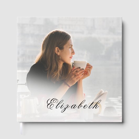 葬儀ホワイトオーバーレイ写真シンプル ゲストブック (正面)