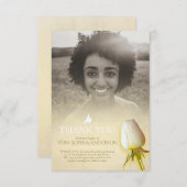 葬儀ホワイトローズ写真家族サンキューカード サンキューカード (正面/裏面)