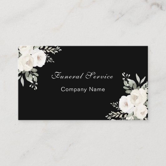 葬儀ホームサービス白黒花模様QRコード 名刺 (正面)