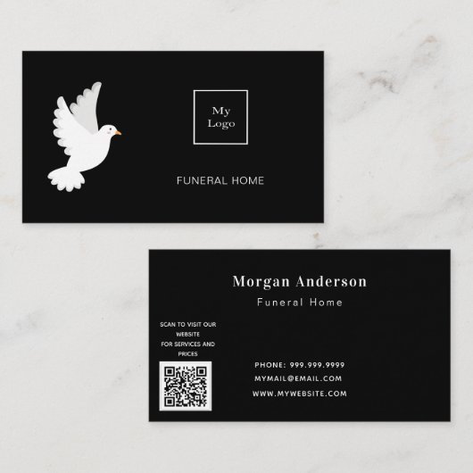 葬儀ホームサービス白黒QRコード 名刺 (正面/裏面)
