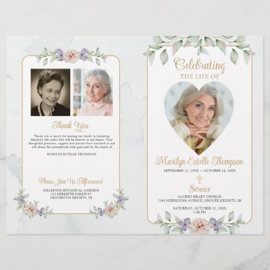 葬儀ボタニカルフローラハート4写真プログラム (正面)