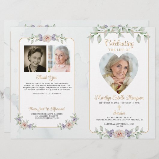 葬儀ボタニカルフローラハート4写真プログラム (正面/裏面)