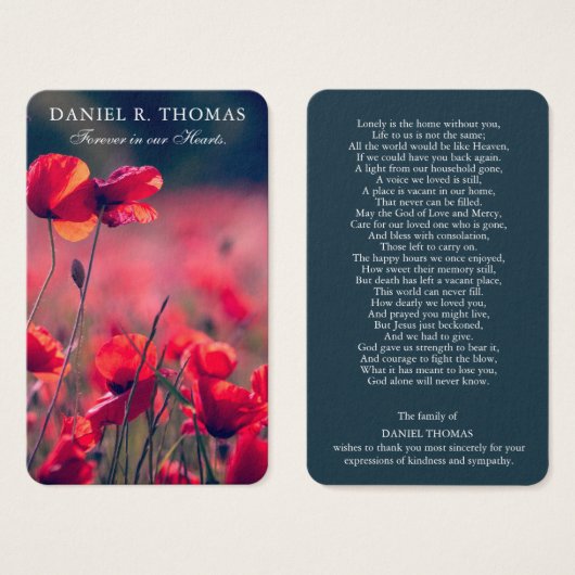 葬儀ポピー記念祈りの言葉共感表 (正面&裏面)