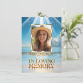 葬儀マスサービス祈りの言葉サンキューフォトビーチ サンキューカード (スタンド正面)