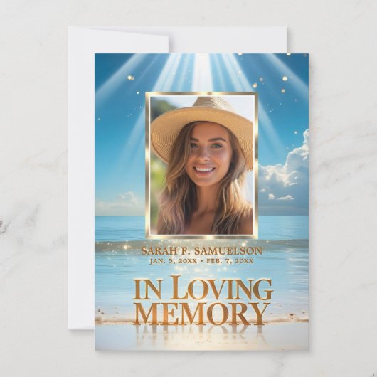 葬儀マスサービス祈りの言葉サンキューフォトビーチ サンキューカード (正面)