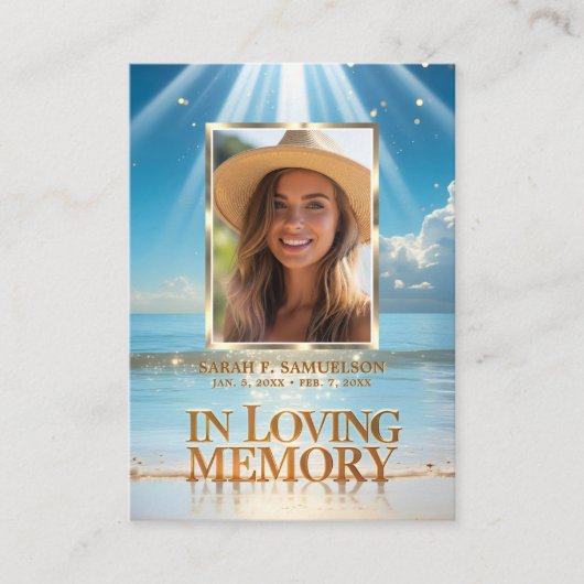 葬儀マスサービス祈りの言葉サンキューフォトビーチ 名刺 (正面)