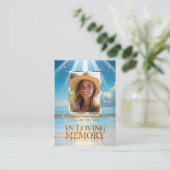 葬儀マスサービス祈りの言葉サンキューフォトビーチ 名刺 (スタンド正面)