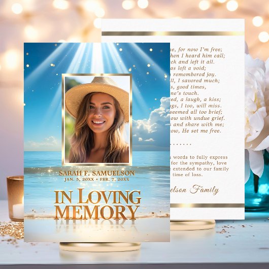 葬儀マスサービス祈りの言葉サンキューフォトビーチ 名刺