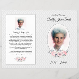 葬儀マスプログラム |グレーとピンクのフローラ チラシ