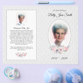 葬儀マスプログラム |グレーとピンクのフローラ チラシ (シングル)