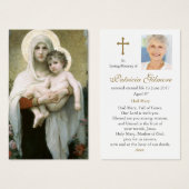 葬儀マドンナのバラ祈りの言葉同情カード (正面&裏面)