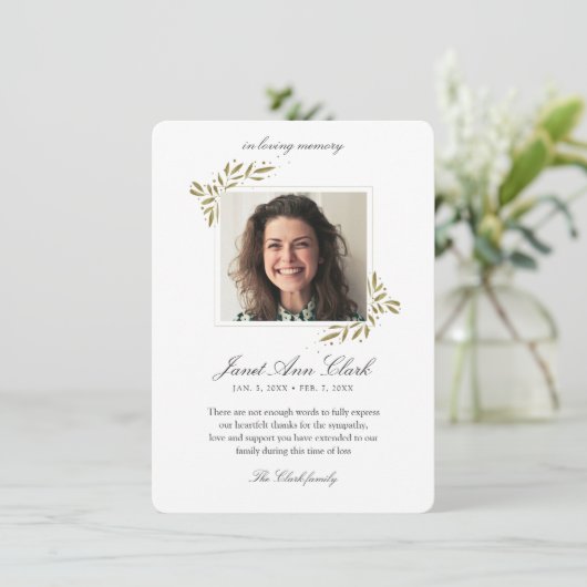 葬儀メモリありがとうフォトカード サンキューカード (スタンド正面)