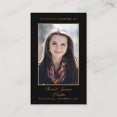 葬儀メモリアルブラック金ゴールドフォト祈りの言葉カード 名刺 (正面)