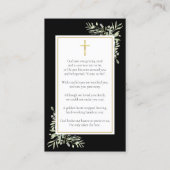 葬儀メモリアルブラック金ゴールドフォト祈りの言葉カード 名刺 (裏面)