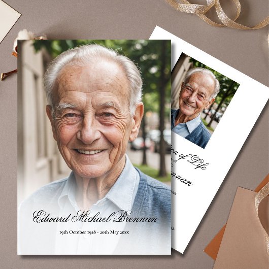 葬儀メモリアル2枚エレガント写真 招待状