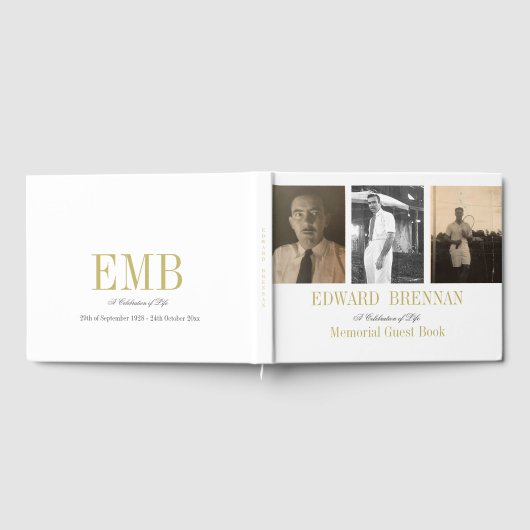 葬儀メモリアル3フォトシンプルエレガントー ゲストブック (全面)