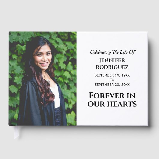 葬儀モダンのカスタムハート写真 ゲストブック (正面)