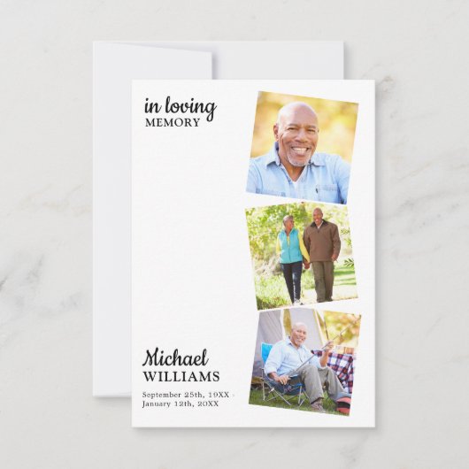 葬儀モダンカスタム3写真記念祈りの言葉カード (正面)