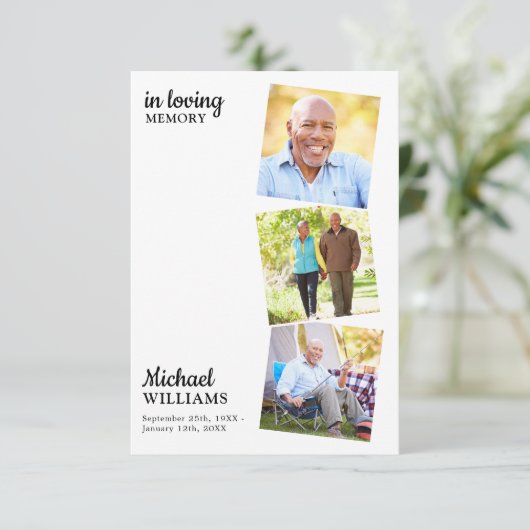 葬儀モダンカスタム3写真記念祈りの言葉カード (スタンド正面)